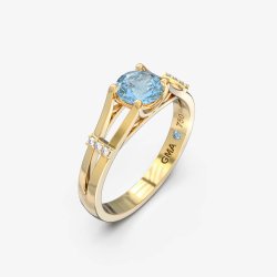 Forlovelsesring i 18 kt guld- vlg diamant, morganit eller topas