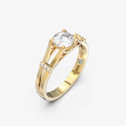 Forlovelsesring i 18 kt guld- vlg diamant, morganit eller topas