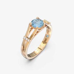 Forlovelsesring i 18 kt guld- vlg diamant, morganit eller topas