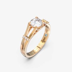 Forlovelsesring i 18 kt guld- vlg diamant, morganit eller topas