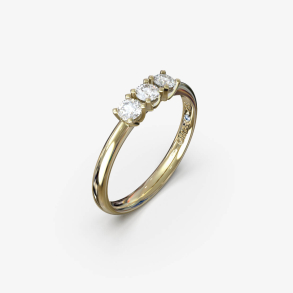 Klassisk rkkering med tre naturlige diamanter i 18 Kt guld