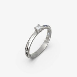 Klassisk forlovelsesring i 18 Kt guld med en naturlig diamant