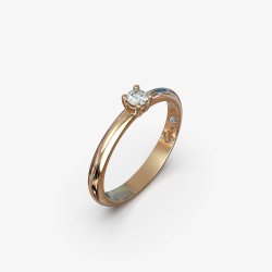 Klassisk forlovelsesring i 18 Kt guld med en naturlig diamant
