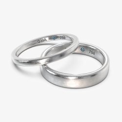 Vielsesringe i 18 kt guld med afrundede kanter