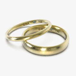 Vielsesringe i 18 kt guld med runde kanter