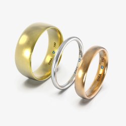 Vielsesringe i 18 kt guld med runde kanter