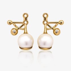 reringvedhng med perler i 18 kt guld - hndlavet elegance