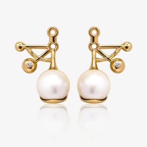 reringvedhng med perler i 18 kt guld - hndlavet elegance