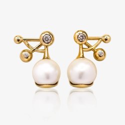 Perlereringe i guld  st med restikker og aftagelige vedhng