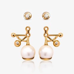 Perlereringe i guld  st med restikker og aftagelige vedhng